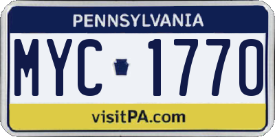 PA license plate MYC1770