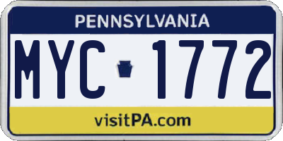 PA license plate MYC1772