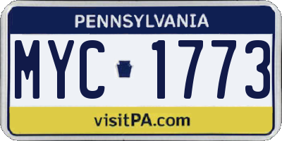 PA license plate MYC1773