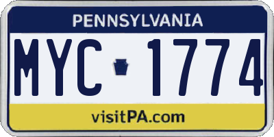 PA license plate MYC1774