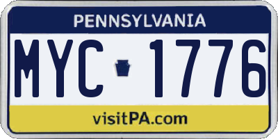 PA license plate MYC1776