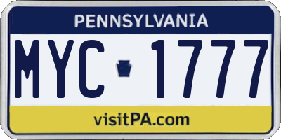 PA license plate MYC1777