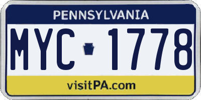 PA license plate MYC1778