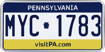 PA license plate MYC1783