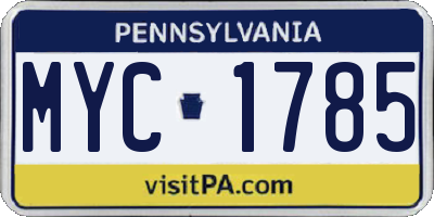 PA license plate MYC1785