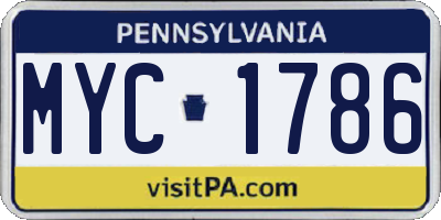 PA license plate MYC1786