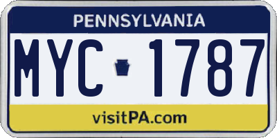 PA license plate MYC1787