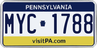 PA license plate MYC1788