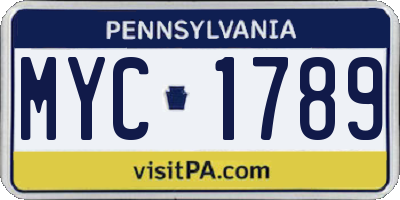 PA license plate MYC1789
