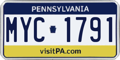 PA license plate MYC1791