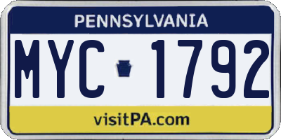 PA license plate MYC1792
