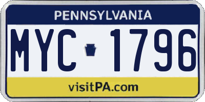 PA license plate MYC1796