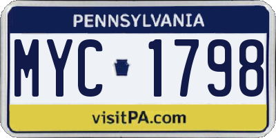 PA license plate MYC1798