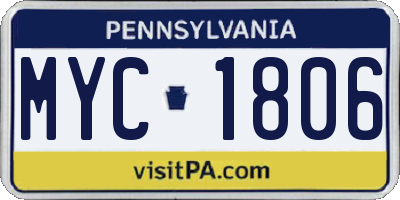 PA license plate MYC1806