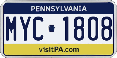 PA license plate MYC1808