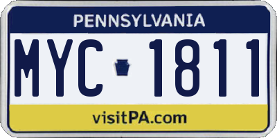 PA license plate MYC1811