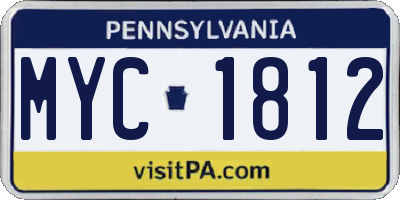 PA license plate MYC1812