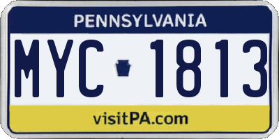 PA license plate MYC1813