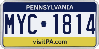 PA license plate MYC1814