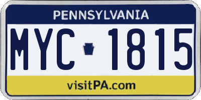 PA license plate MYC1815