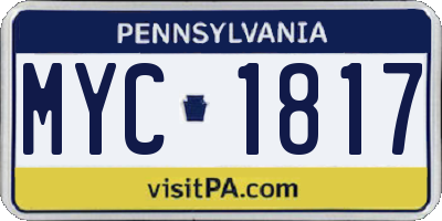 PA license plate MYC1817
