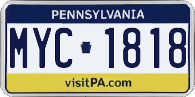 PA license plate MYC1818