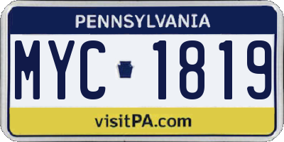 PA license plate MYC1819