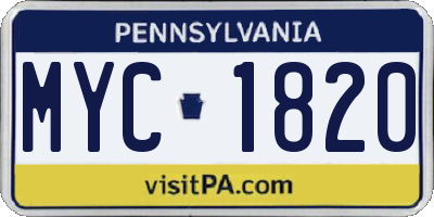 PA license plate MYC1820