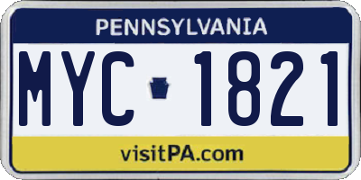 PA license plate MYC1821