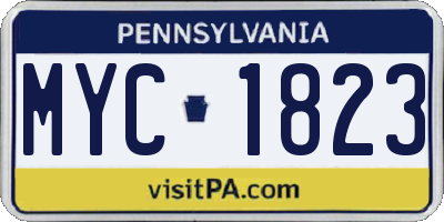 PA license plate MYC1823