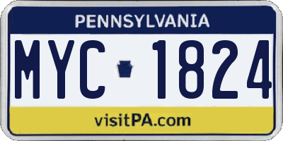 PA license plate MYC1824