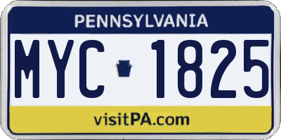 PA license plate MYC1825