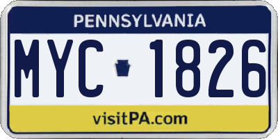 PA license plate MYC1826
