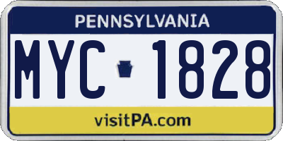 PA license plate MYC1828
