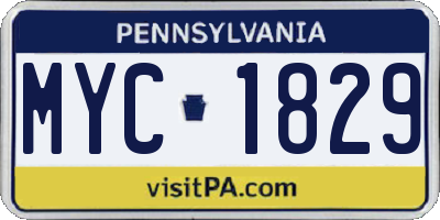 PA license plate MYC1829