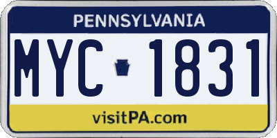 PA license plate MYC1831
