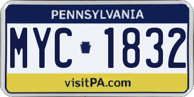 PA license plate MYC1832