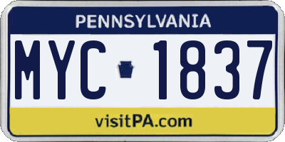 PA license plate MYC1837