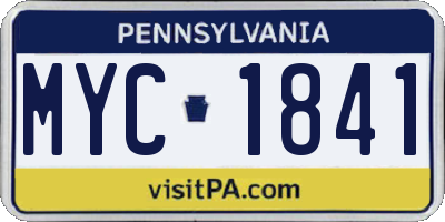 PA license plate MYC1841