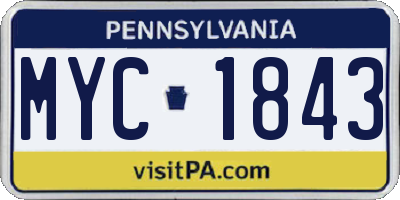 PA license plate MYC1843