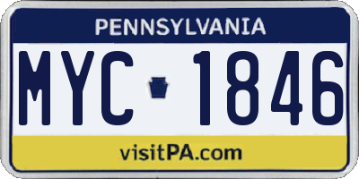 PA license plate MYC1846