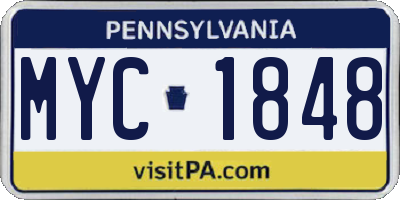 PA license plate MYC1848