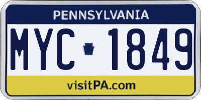 PA license plate MYC1849