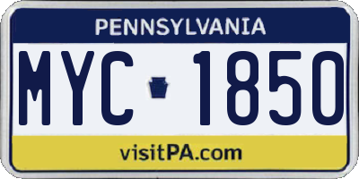 PA license plate MYC1850