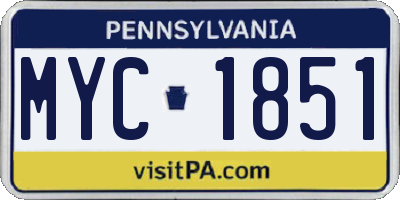 PA license plate MYC1851