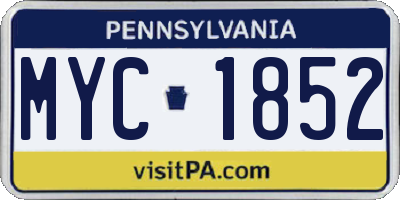 PA license plate MYC1852