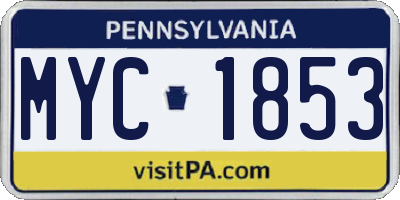 PA license plate MYC1853