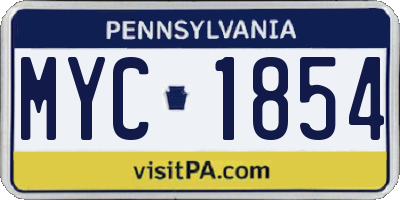 PA license plate MYC1854