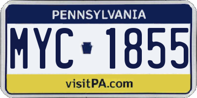 PA license plate MYC1855