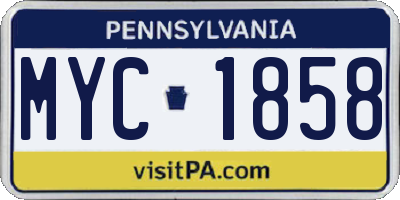 PA license plate MYC1858